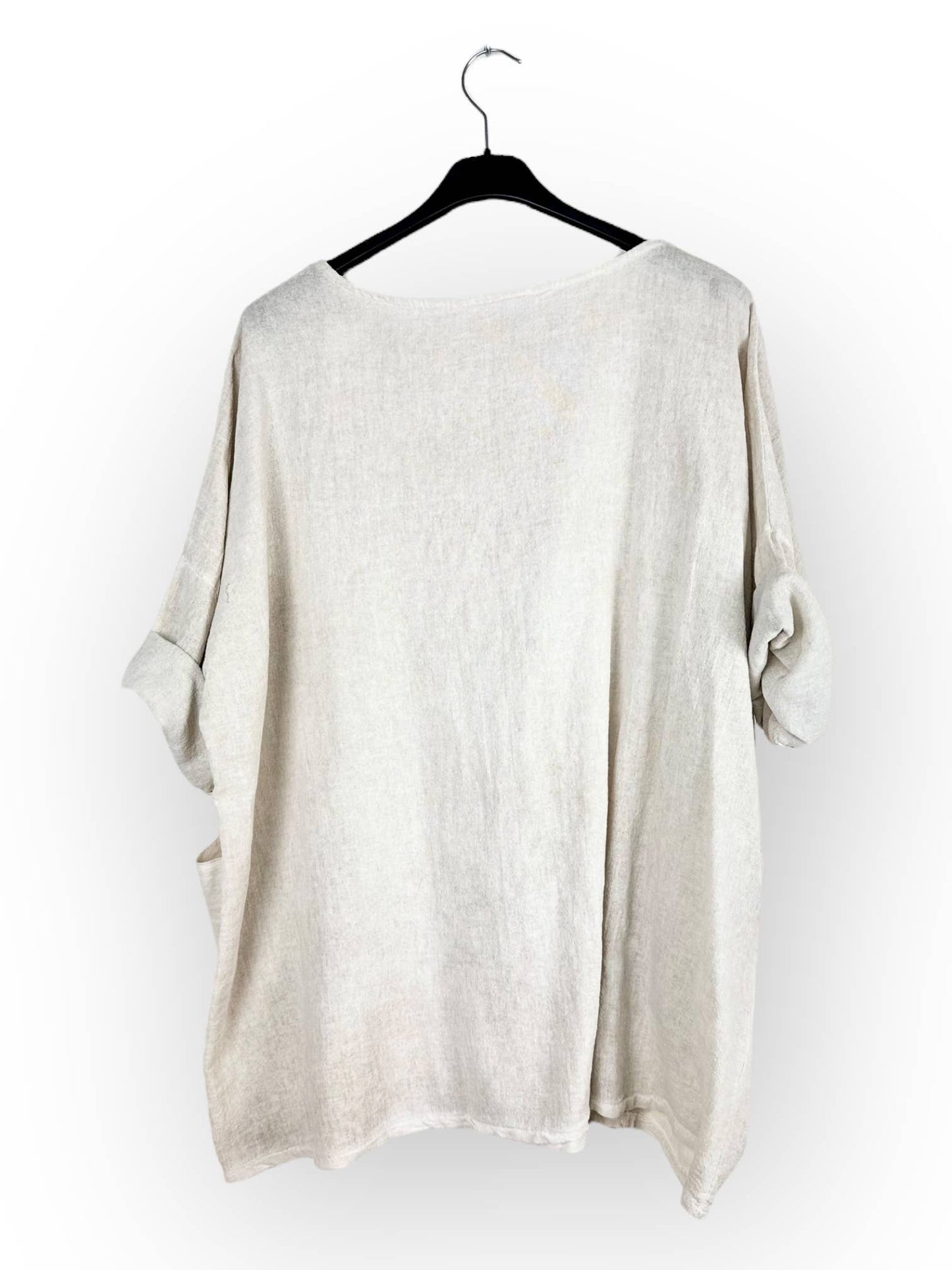 Plain top in linen and cotton with two pockets Made in Italy