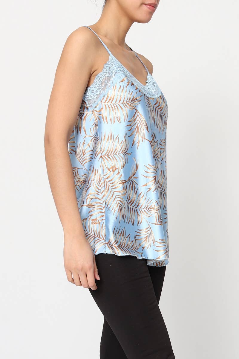 Feather Printed tank top with straps Made in Italy