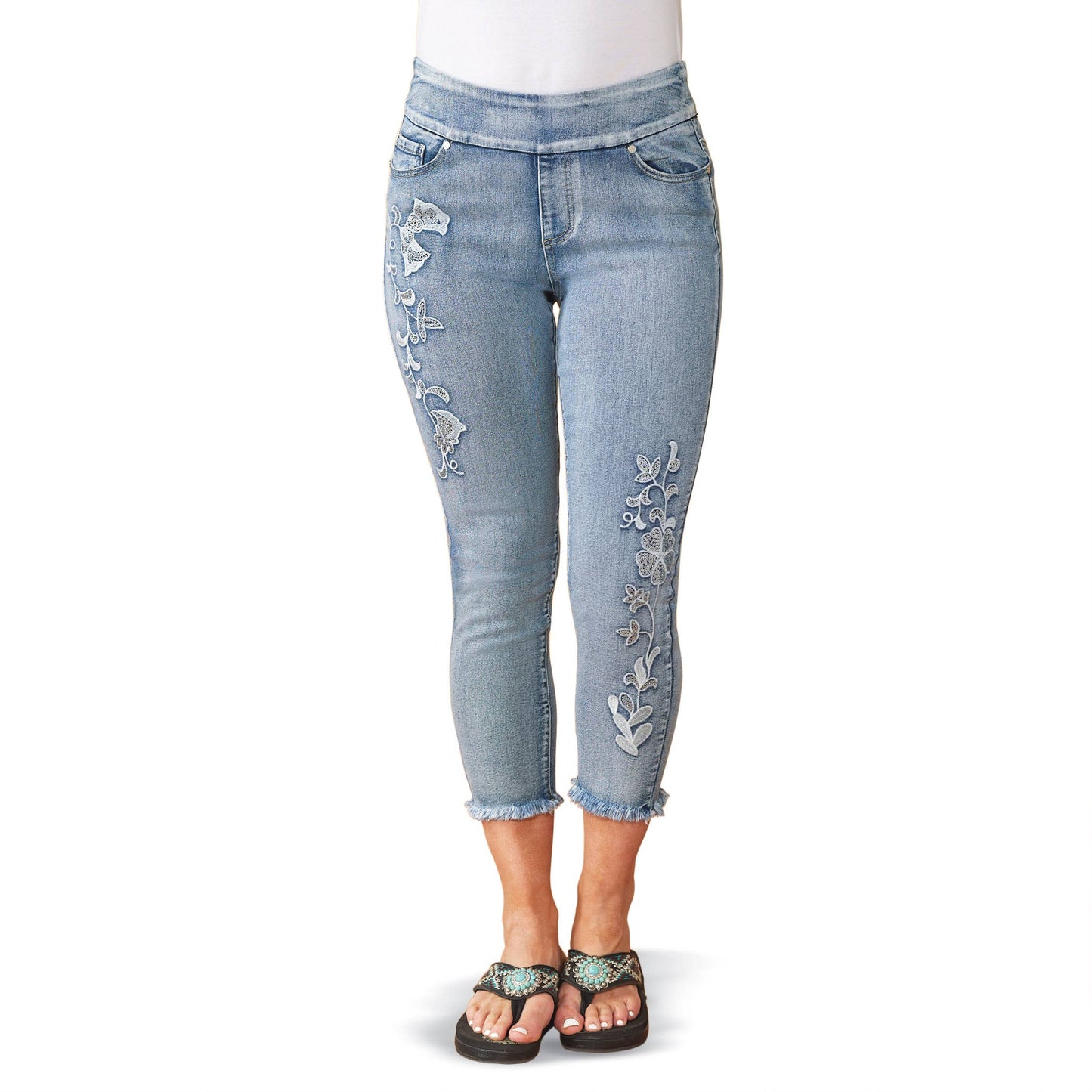 Appliqued Crop Jeans