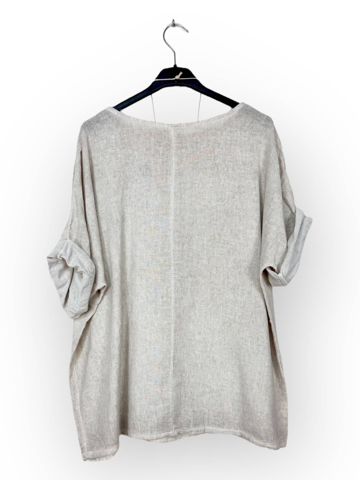 Washed cotton top with necklace Made in Italy