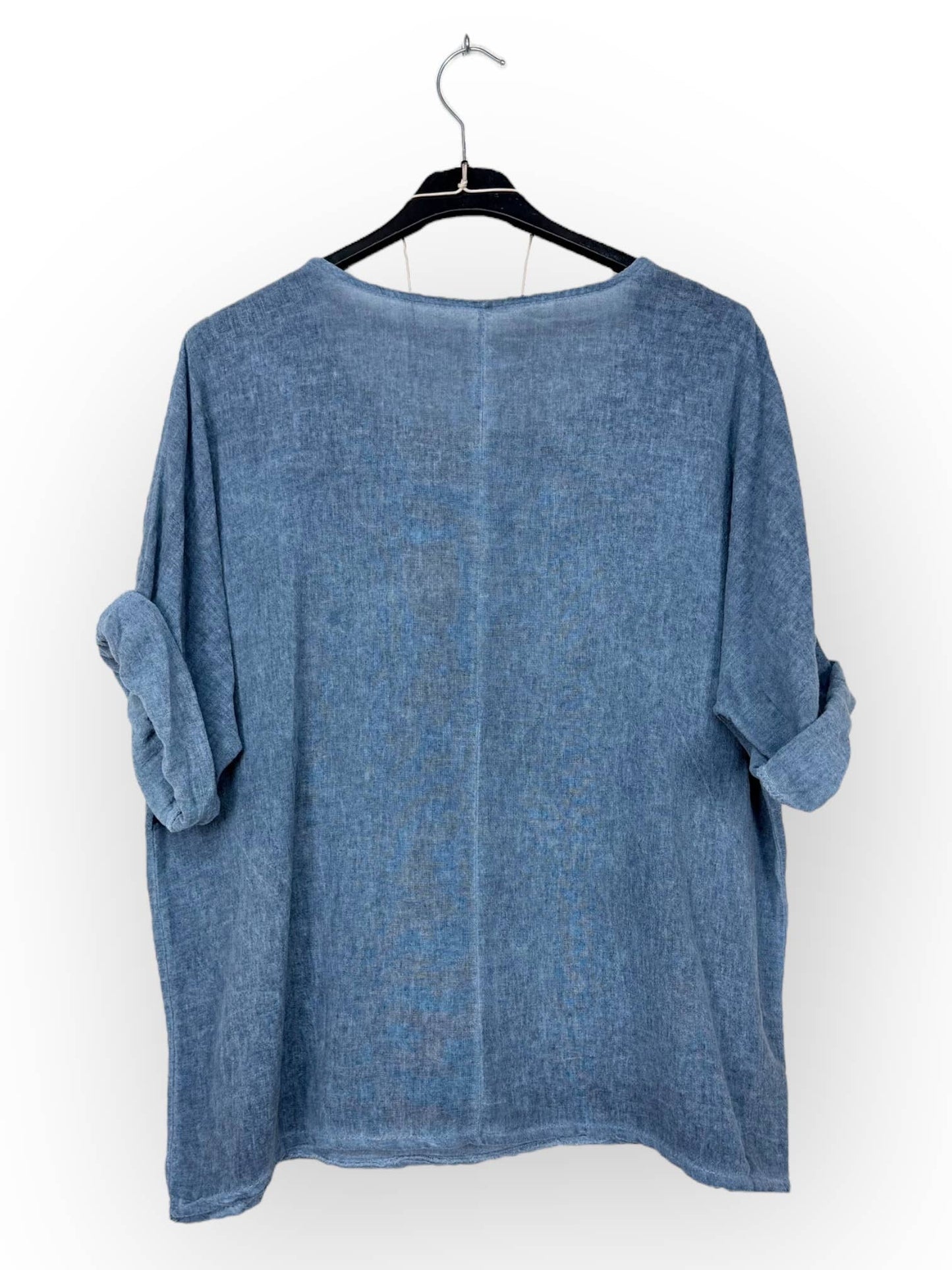 Washed cotton top with necklace Made in Italy
