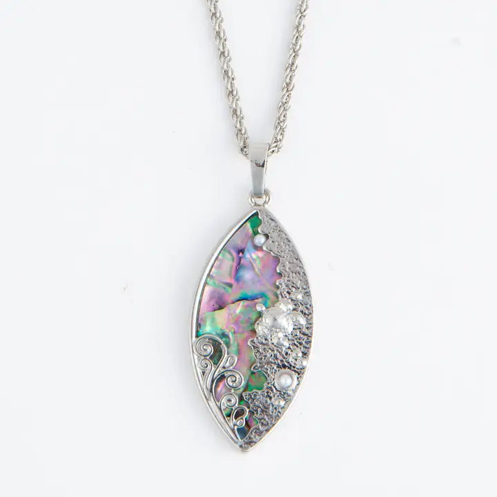 Laila Oval Abalone Casted Sea Turtle 18" Pendant Necklace by Howard's