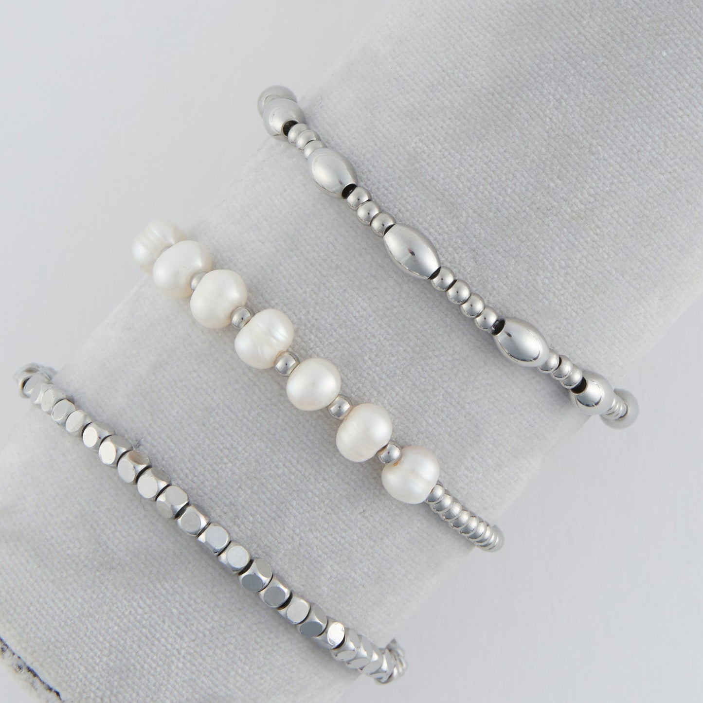 Narelle Waterproof Multi Genuine Pearl Stretch Bracelet Set