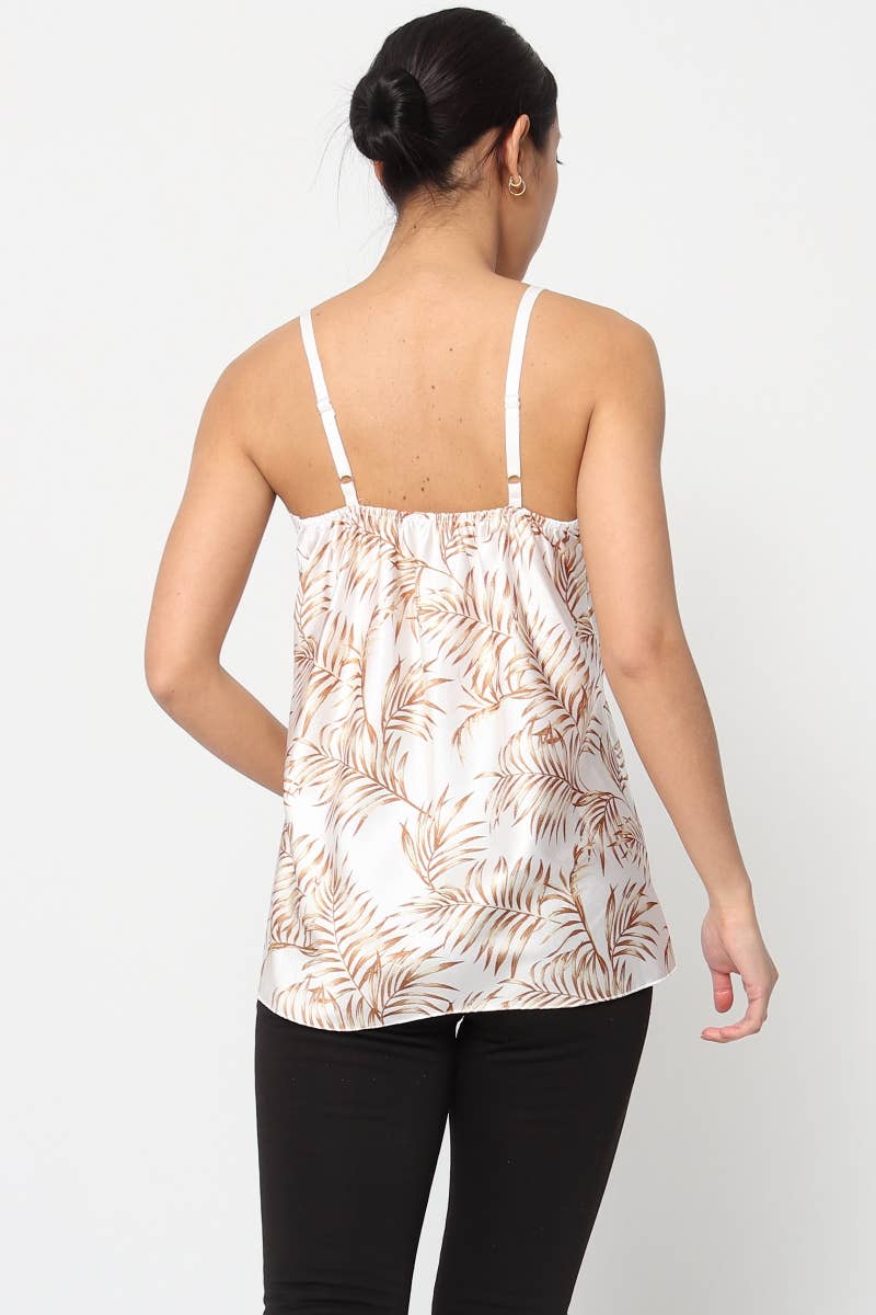 Feather Printed tank top with straps Made in Italy