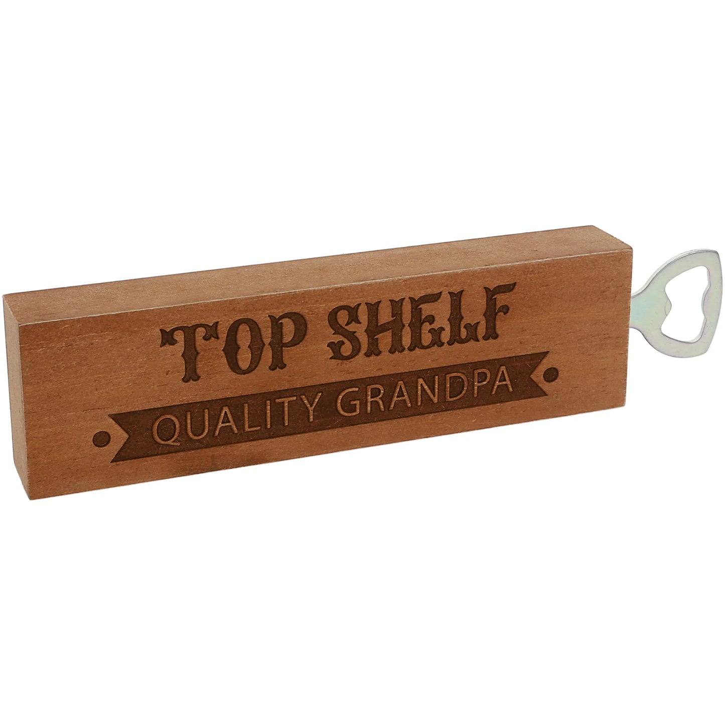 Top Shelf Grandpa - 2" x 7" Wooden Bottle Opener
