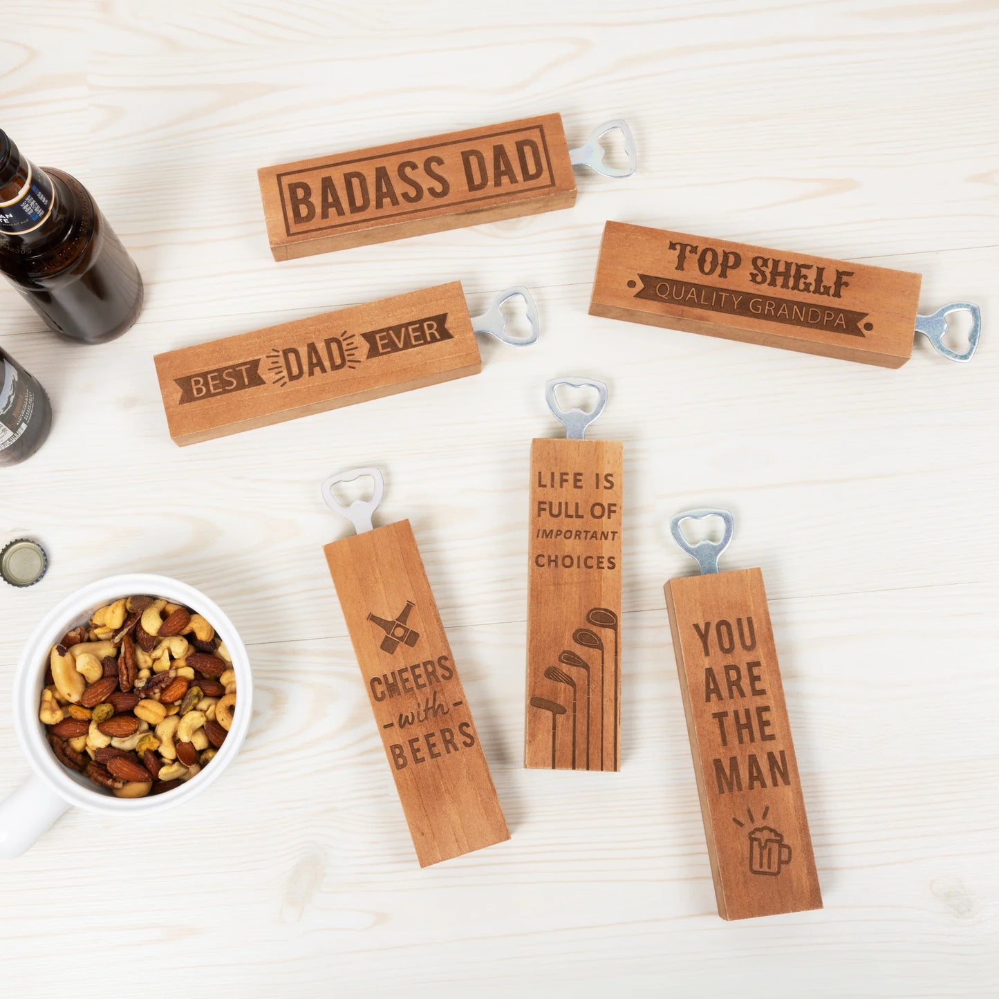 Top Shelf Grandpa - 2" x 7" Wooden Bottle Opener