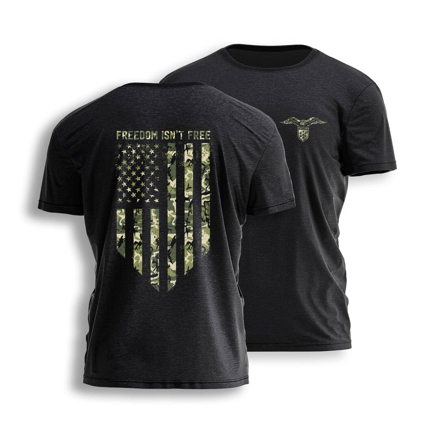 I Love My Freedom - FREEDOM ISN'T FREE CAMO FLAG Tee