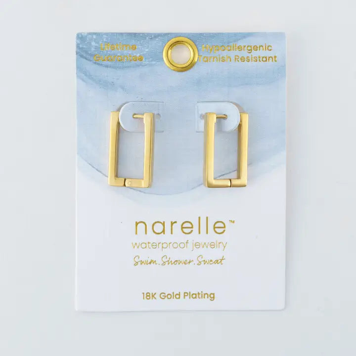 Rectangle Pin Catch Earrin5 Hoop Earrings Narelle Waterproof Jewelry