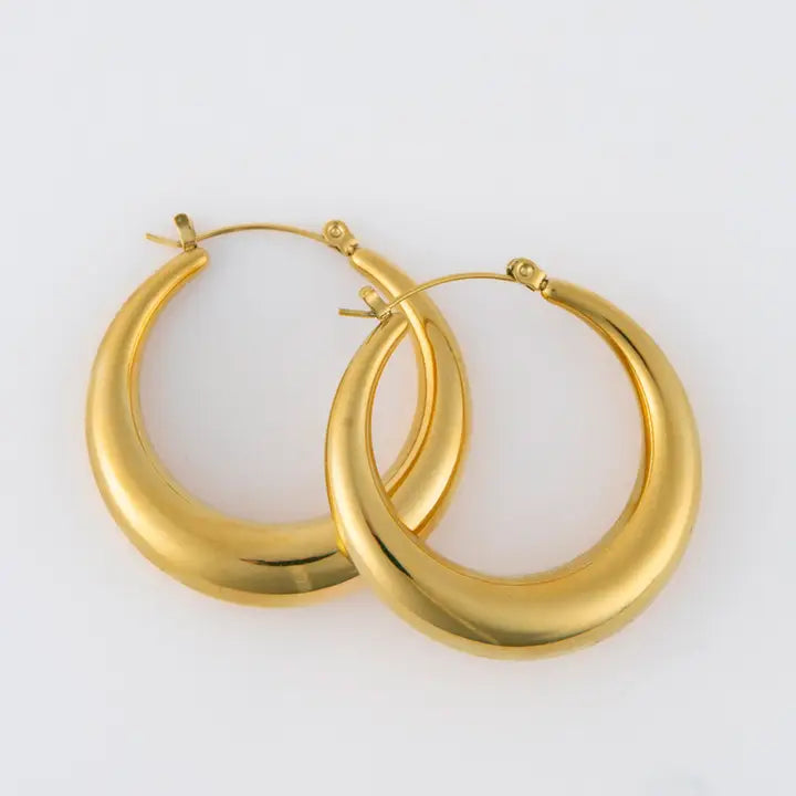 Rounded Pin Catch Hoop Earrings Narelle Waterproof Jewelry