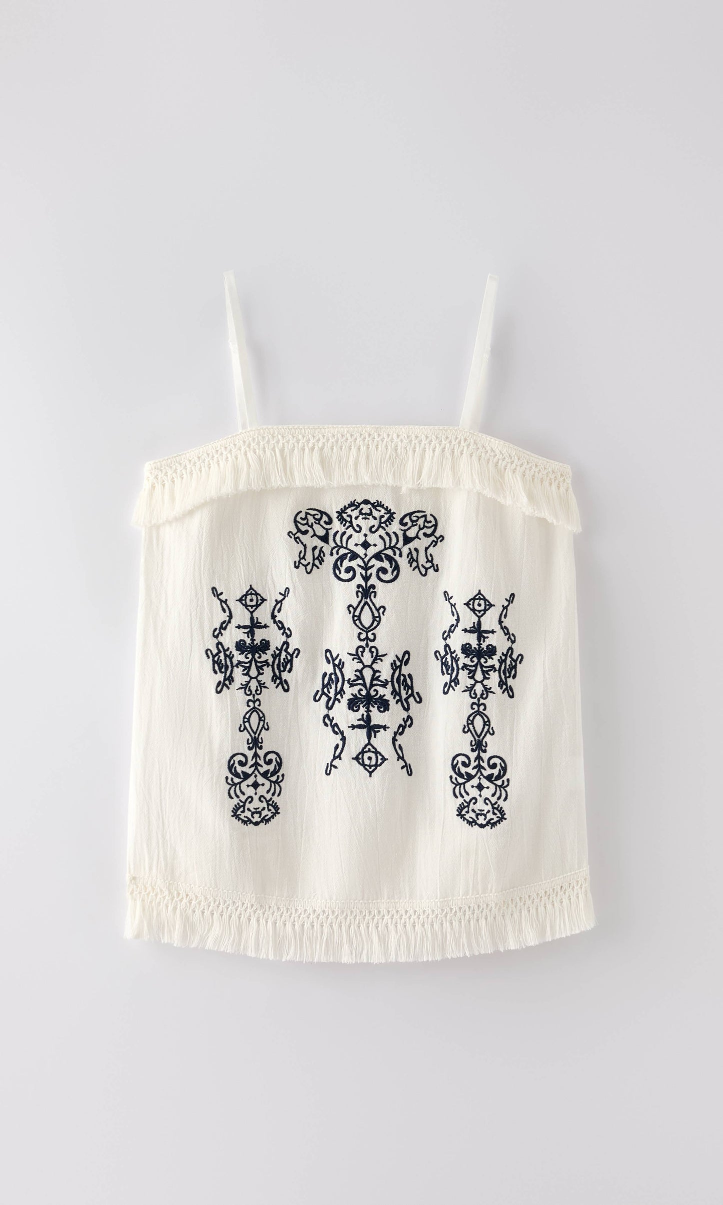 Embroidered front tank top