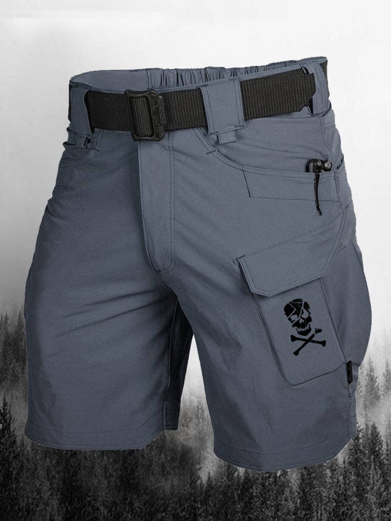 Multi Pockets Skull Printed Men's Shorts