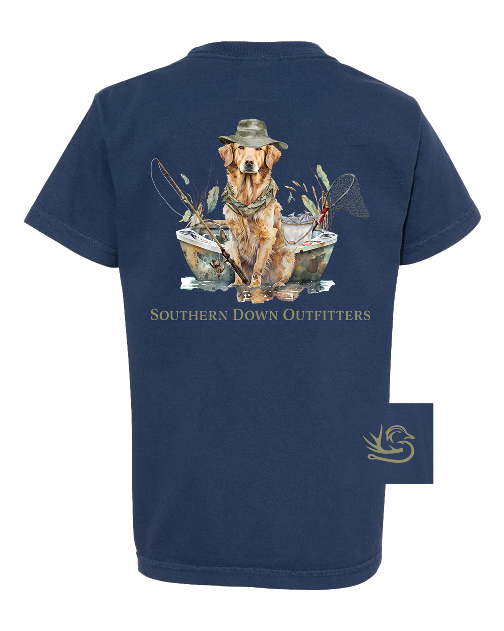 Dog in Boat Youth Southern Down Outfitters Short Sleeve Tee