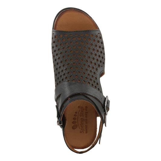 Covington Black leather cut-out sandals. by SPRING STEP