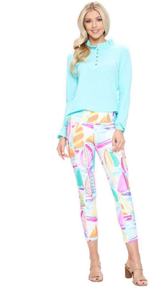 ARYEH SAIL BOAT CROPPED LEGGINGS