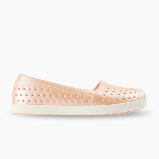 Girls Espadrille Champagne Shimmer / Bone Graphics & Metallics Joybees Slide Size C10 Let's Bee Friends