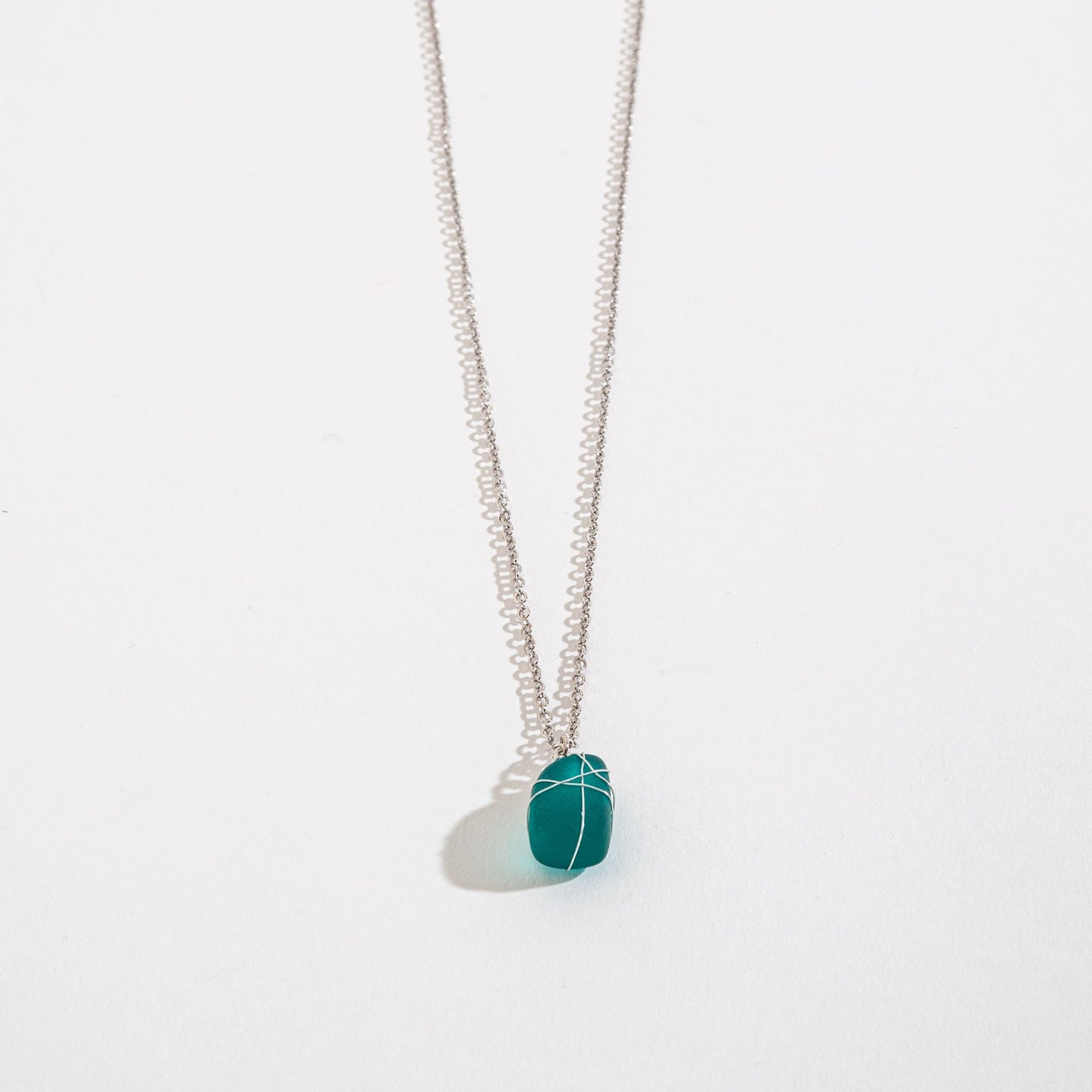 Wire Wrapped Sea Glass Pendant Necklace