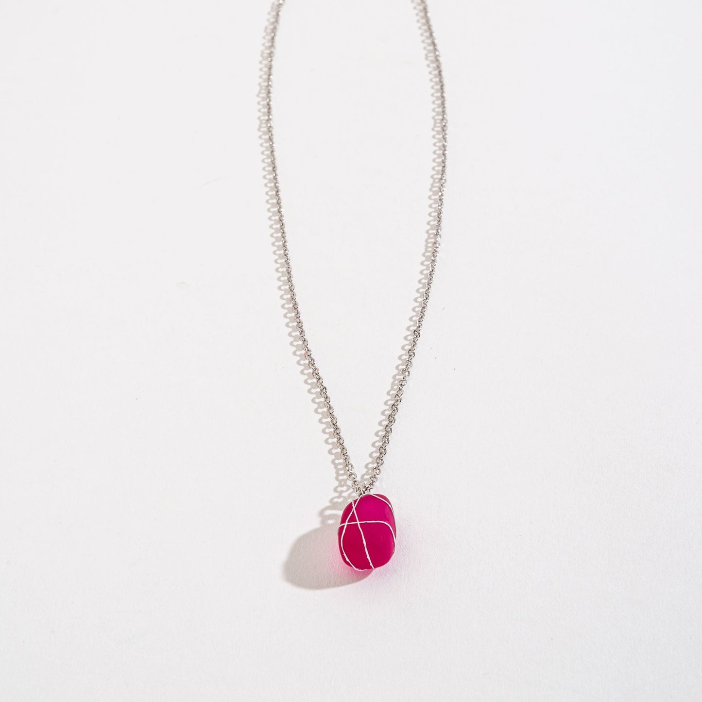 Wire Wrapped Sea Glass Pendant Necklace