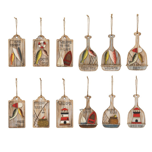 5.3in H Wood Nautical Oar Ornament 12 Assorted