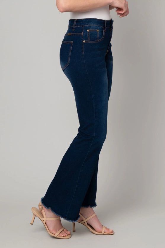 Sateen Stretch Denim Flare Dark Wash Heart of Pine Jean