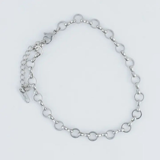 Linked Ring Anklet Silver L" 8 1/2 Narelle Waterproof Jewelry