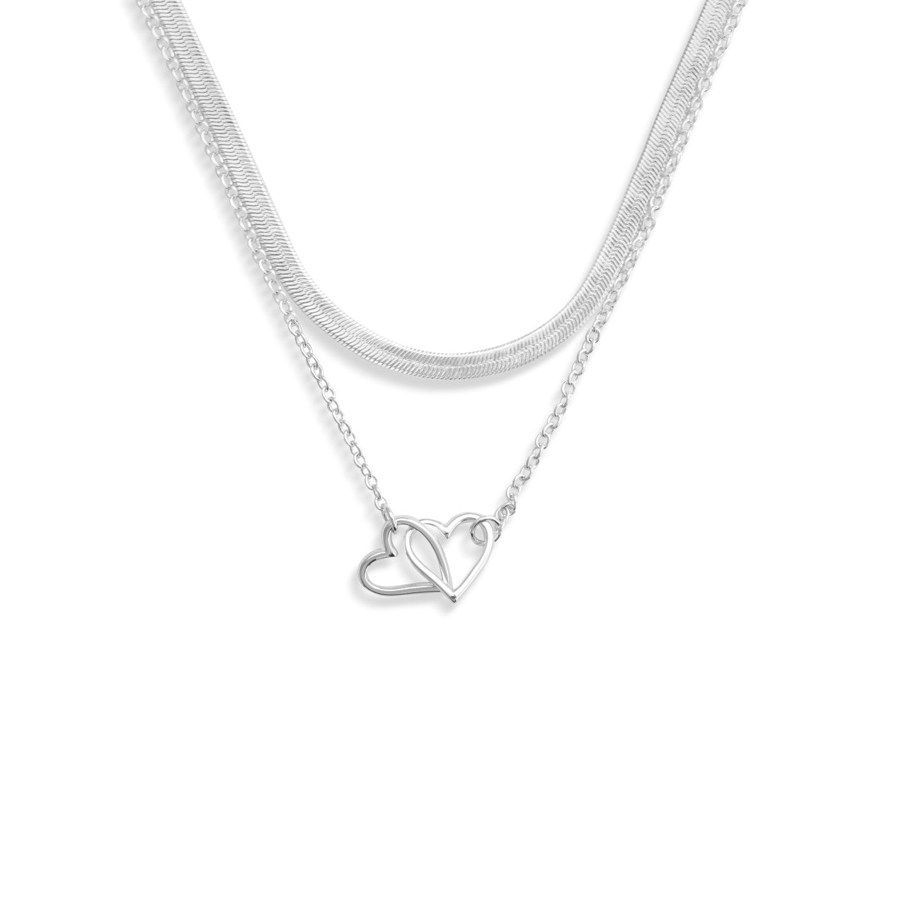 Layered Heart Silver Necklace Loving Memories The stories smiles & closeness shared will always live on in our hearts 18in by Demdaco