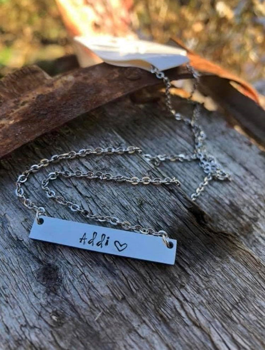 Bar Charm Stainless Steel Necklace 316L - Each Sold Separate