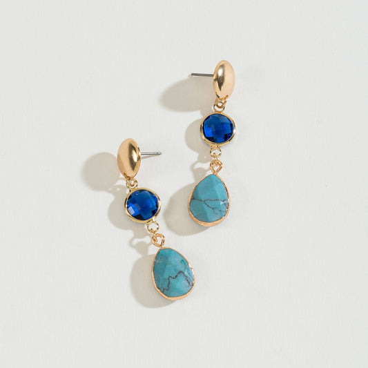 Stone and Gem Drop Earrings