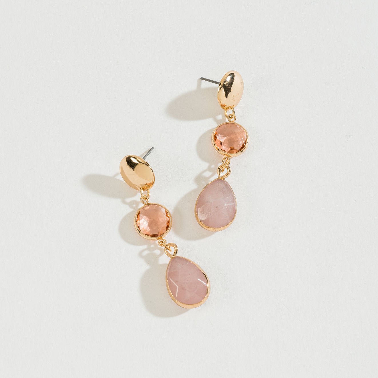 Stone and Gem Drop Earrings