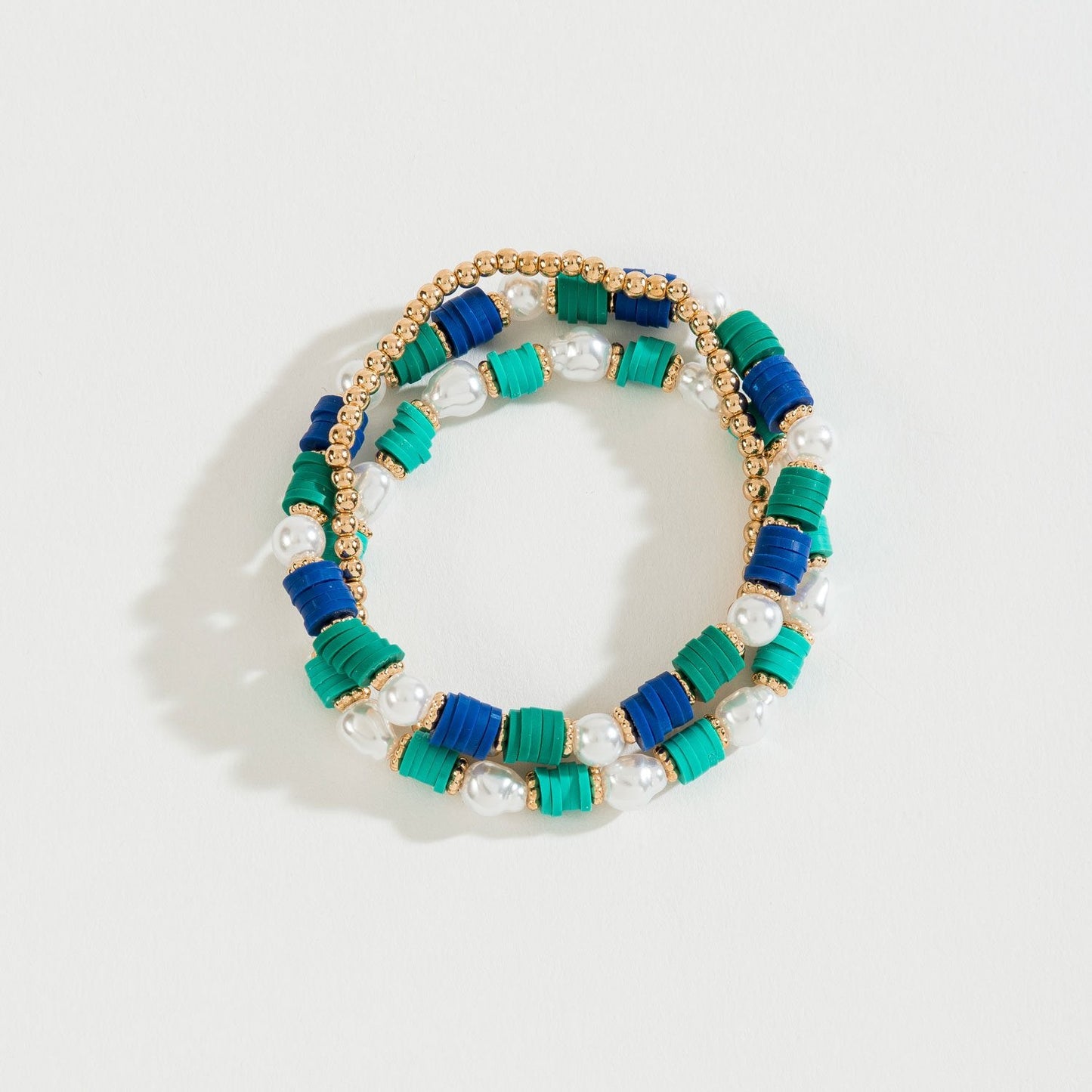 Disc Bead and Pearl Stretch Bracelet