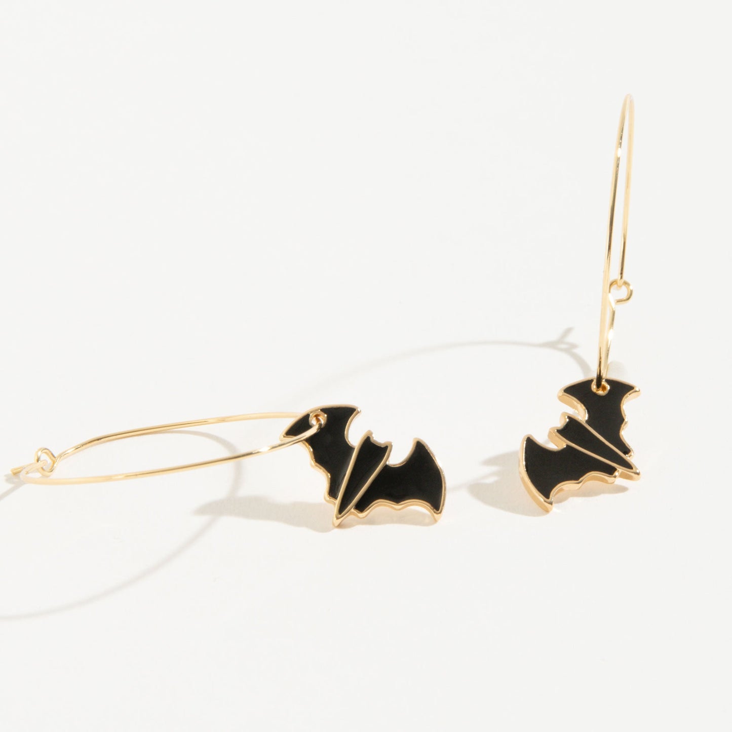 Halloween Bat Charm Hoop Earrings