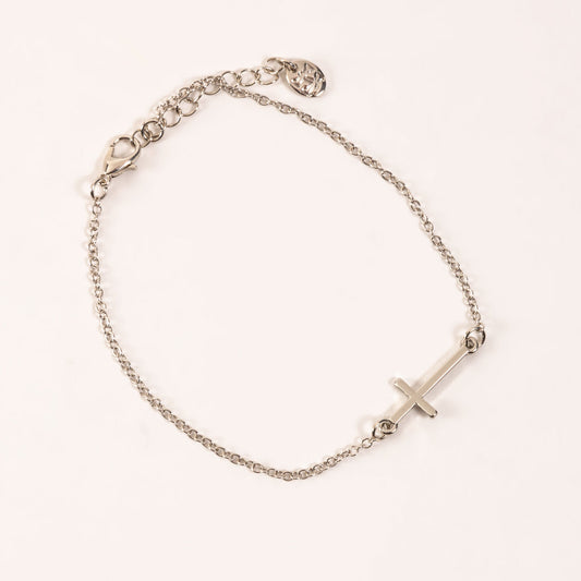Alexis Cross Charm Silver Chain Anklet