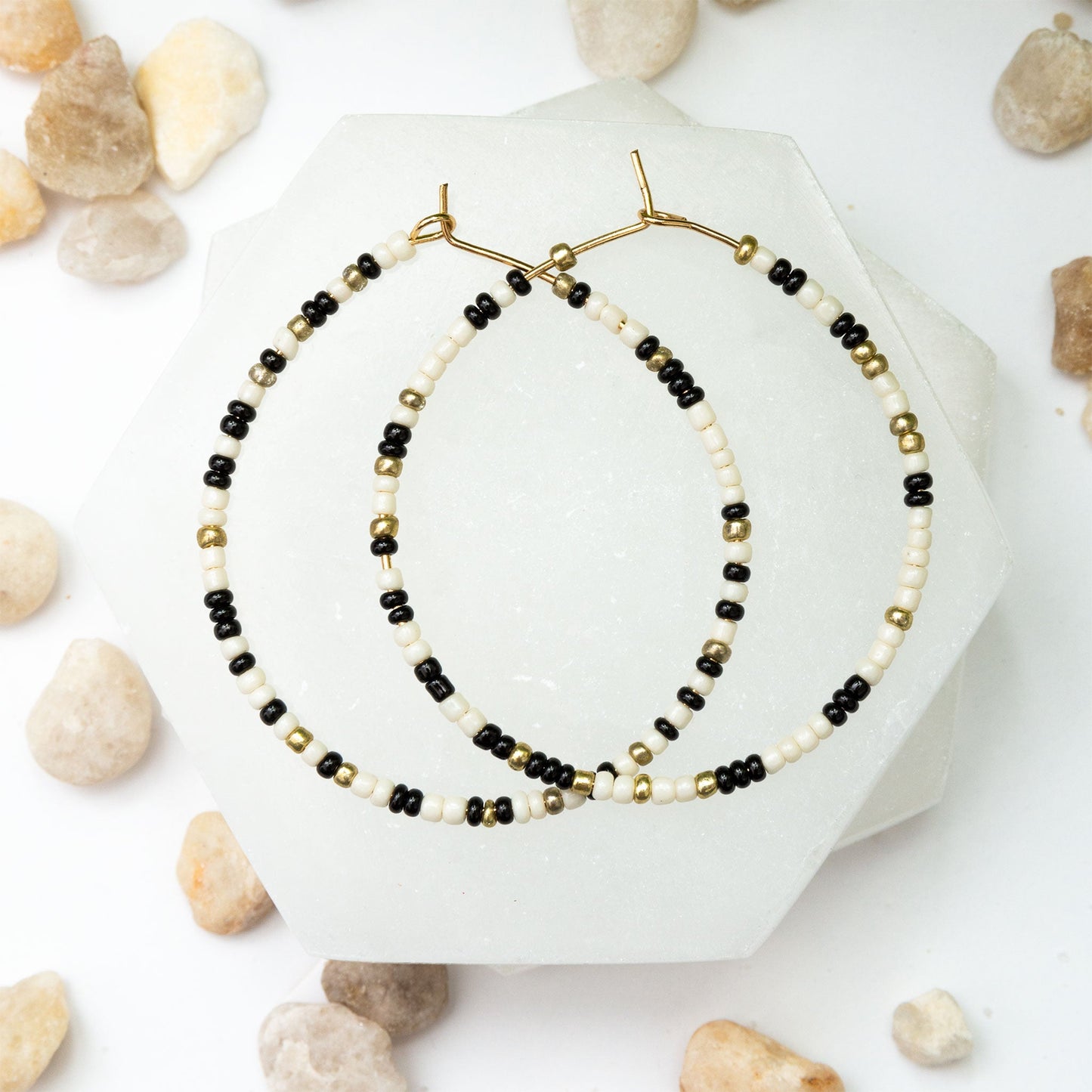 Ashli Beaded Drop Hoop Earrings