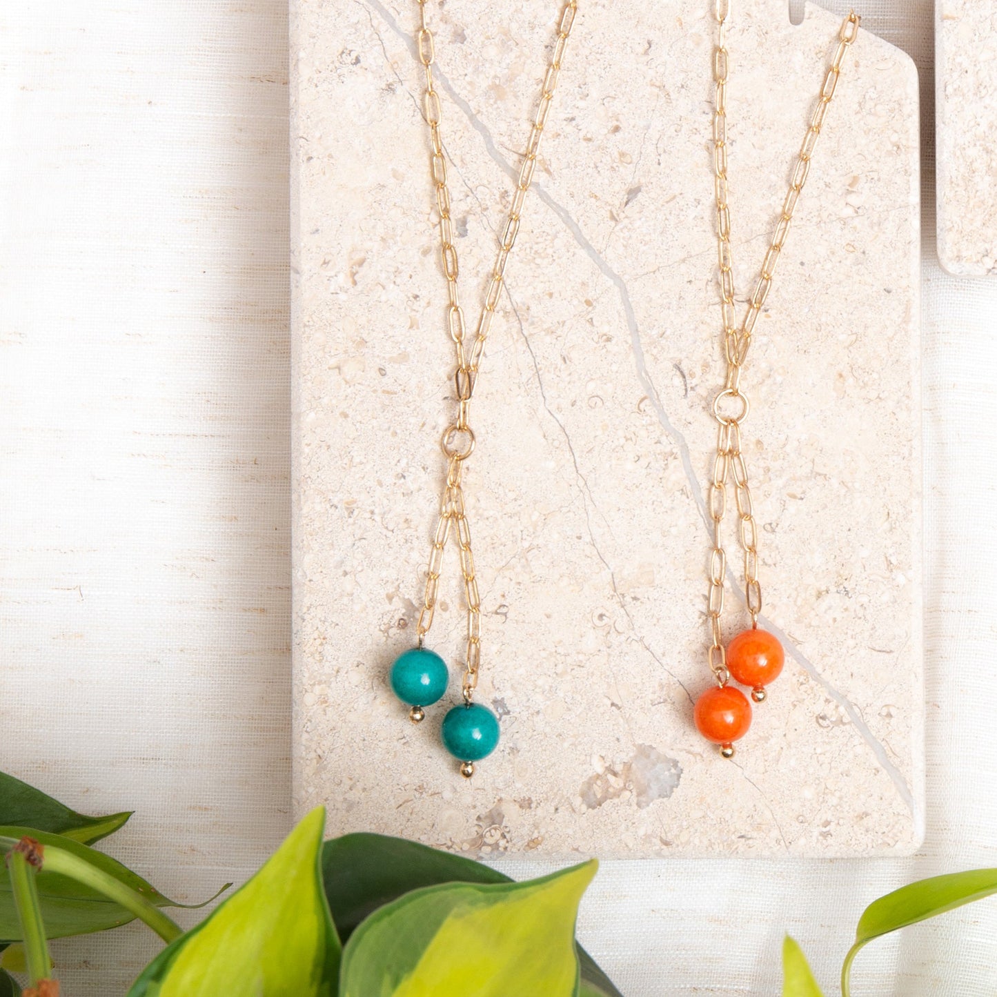 Neva Bead Paperclip Chain 17" Gold Y-Necklace