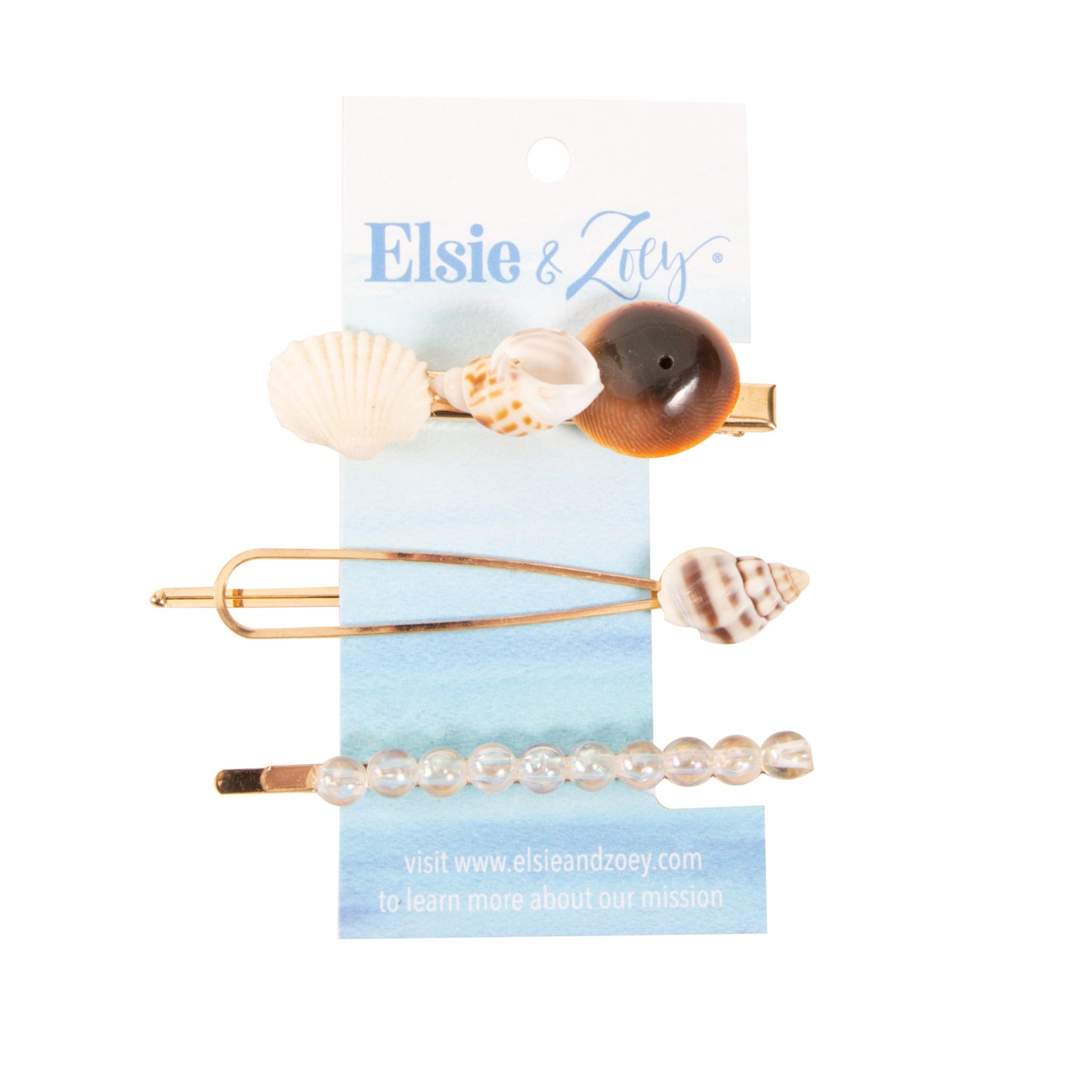 Apryl 3 Piece Blue Genuine Shell Fashion Hair Clips & Pin