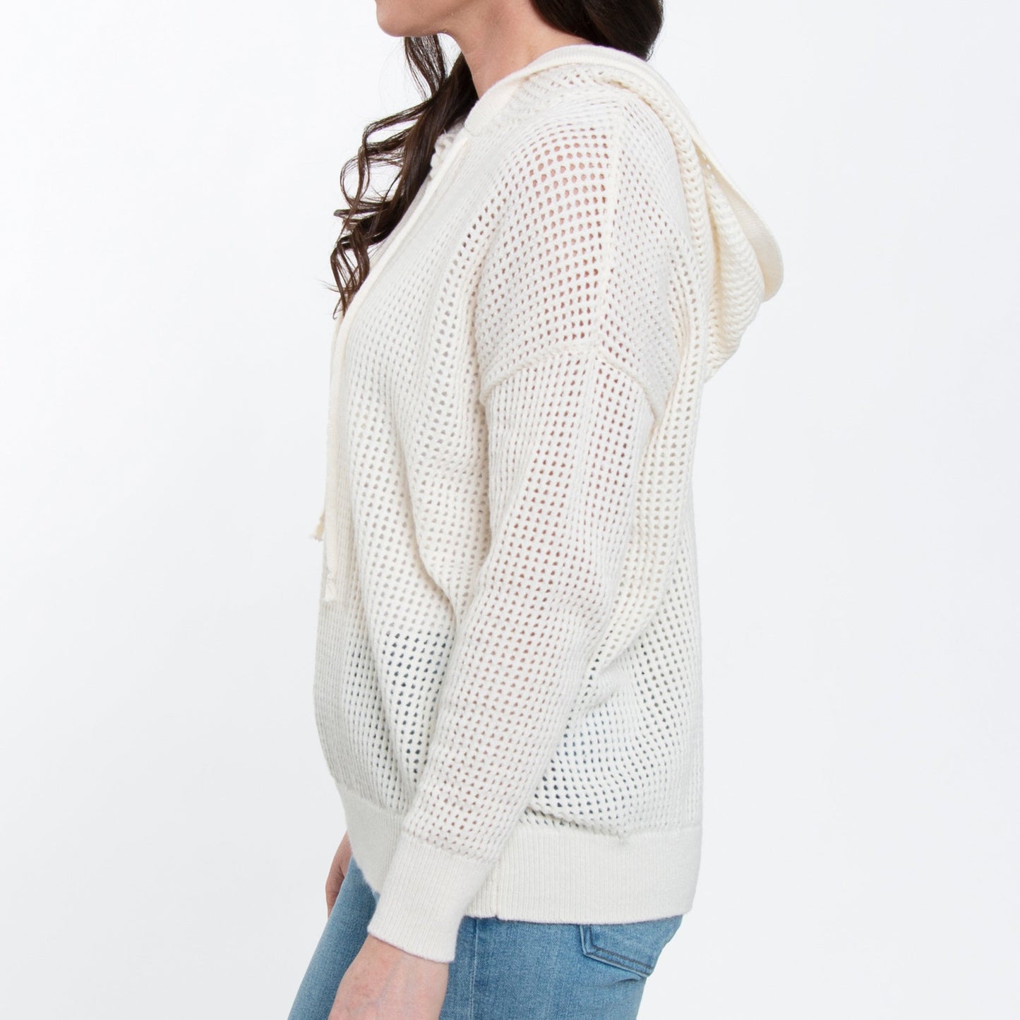 Talullah Crochet Long Sleeve Hooded Pullover Sweater