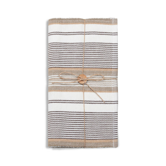Tan Stripe Woven Kitchen Table Runner