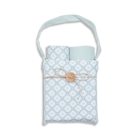 3 Piece Mint Floral Kitchen Tea Towel Set