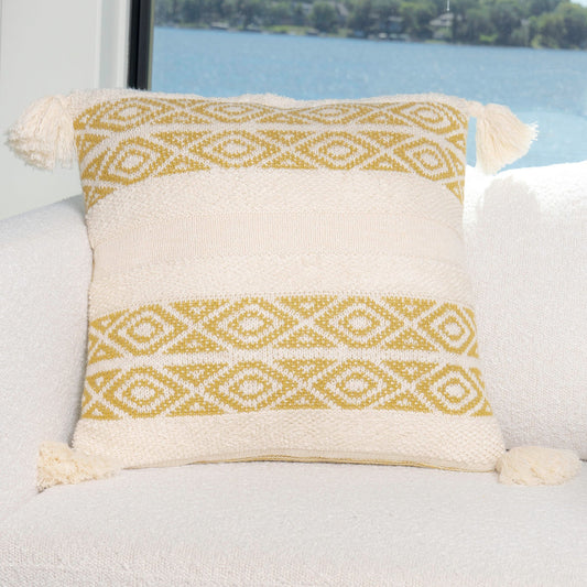 Necalli 18X18" Reversible Striped Cotton Throw Pillow