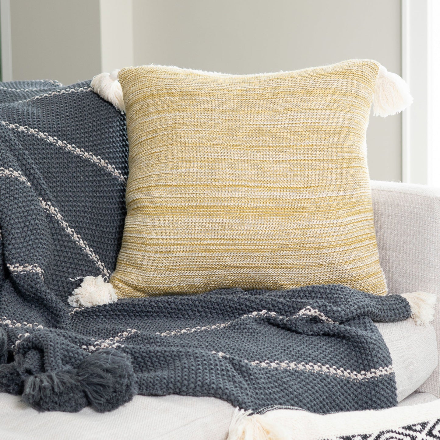 Necalli 18X18" Reversible Striped Cotton Throw Pillow