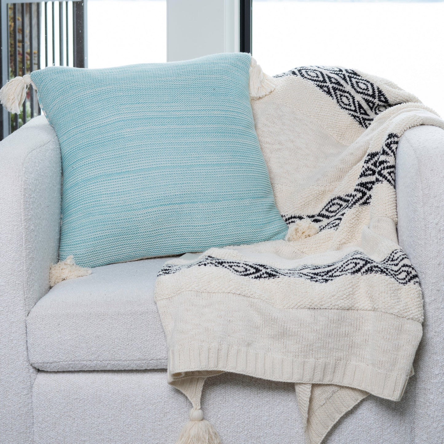 Necalli 18X18" Reversible Striped Cotton Throw Pillow