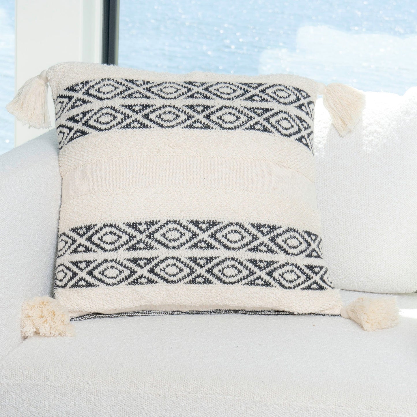 Necalli 18X18" Reversible Striped Cotton Throw Pillow