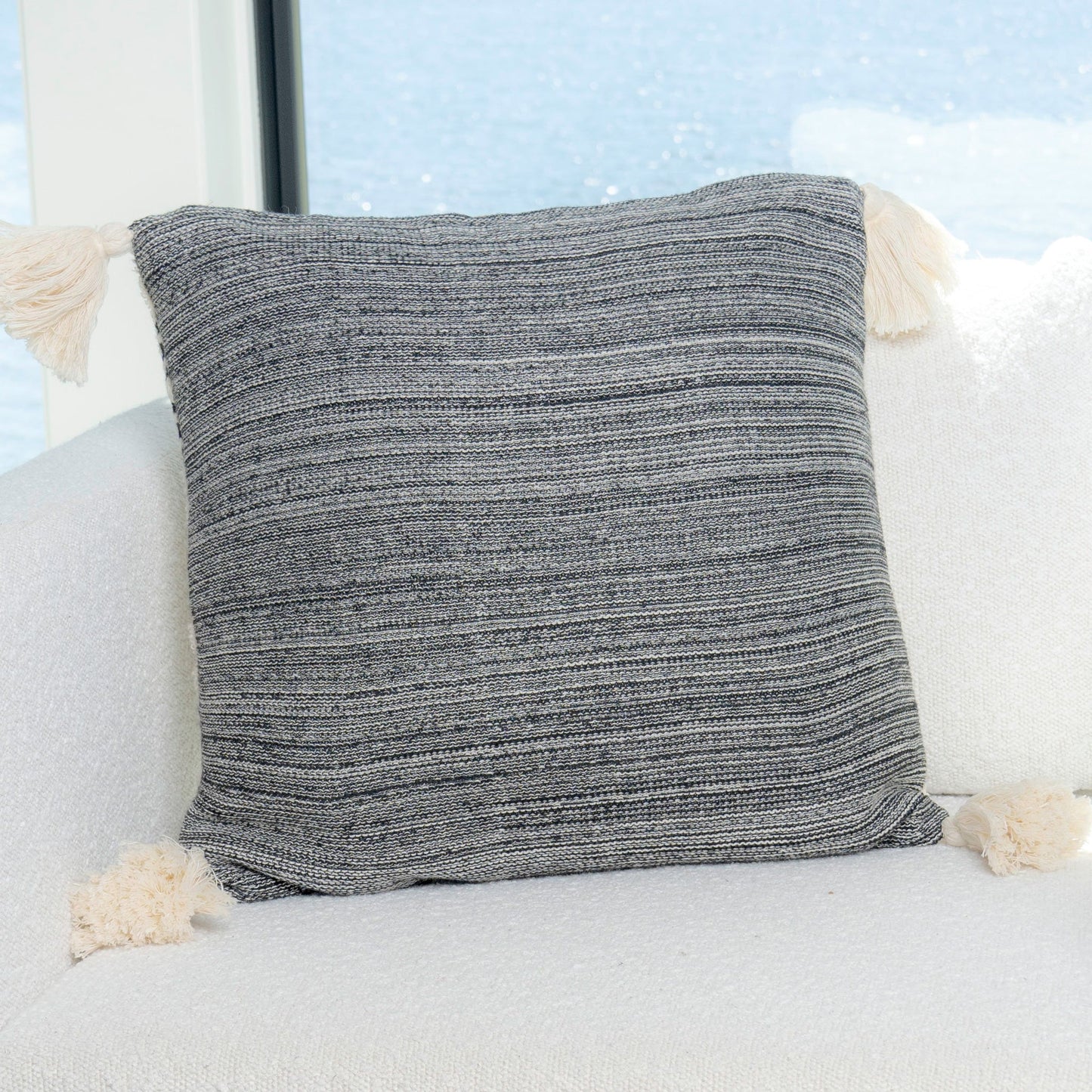 Necalli 18X18" Reversible Striped Cotton Throw Pillow