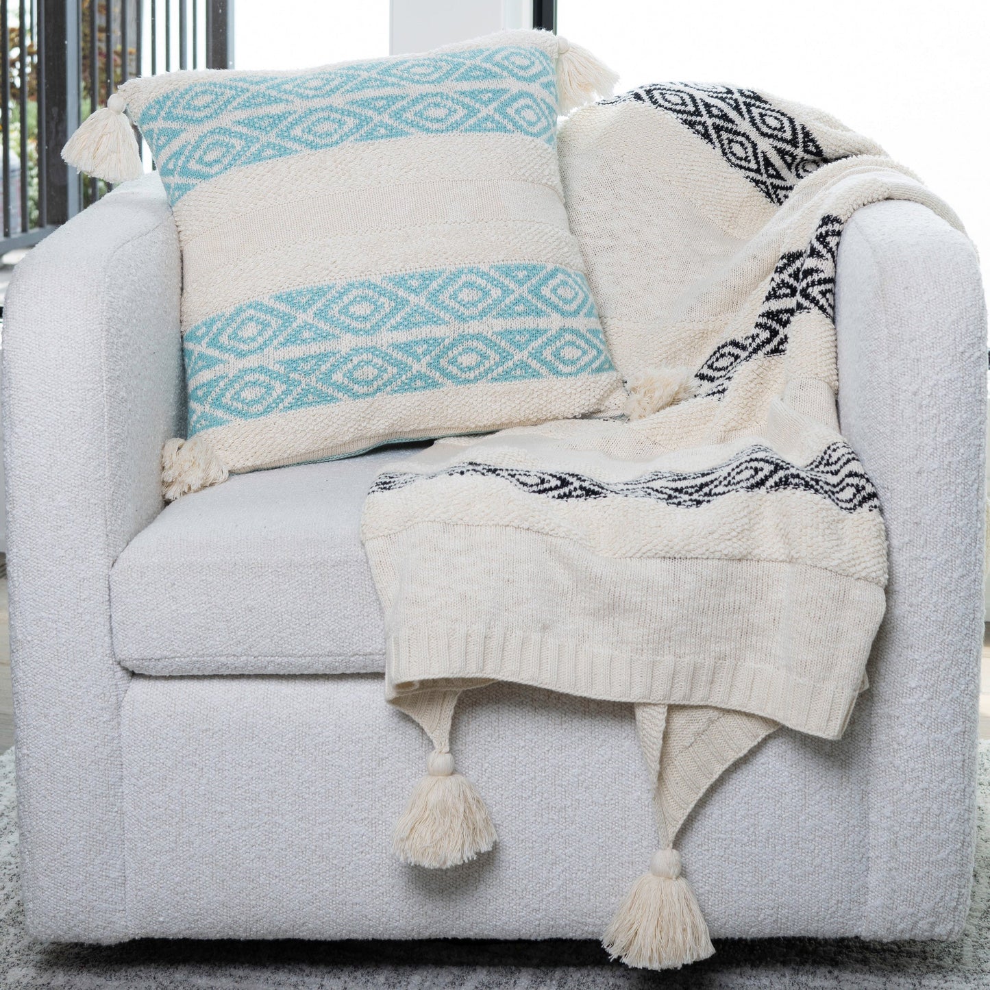 Necalli 50x60" Striped Cotton Decorative Knit Throw Blanket
