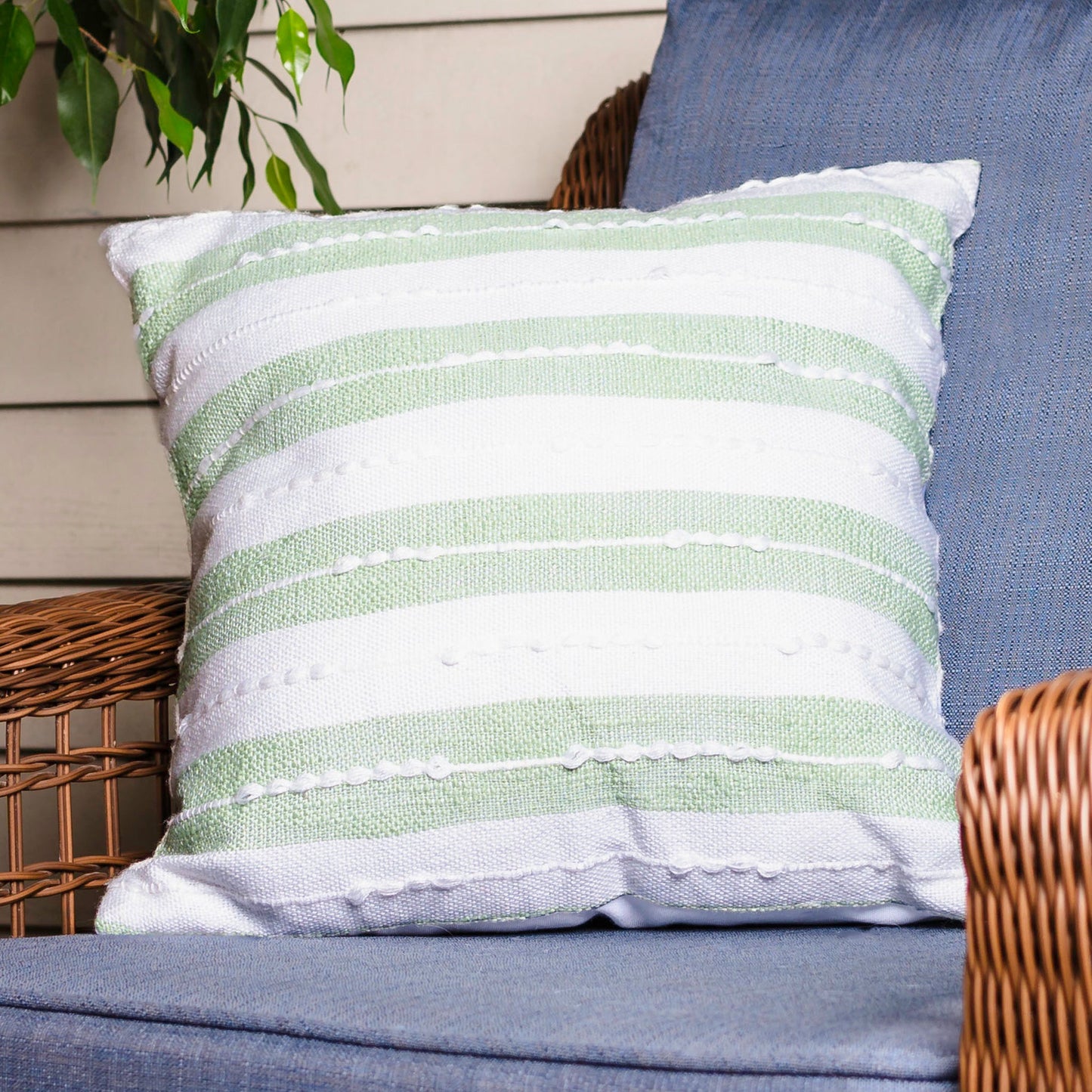 Romy 18X18" Handwoven Striped Indoor/Outdoor Throw Pillow