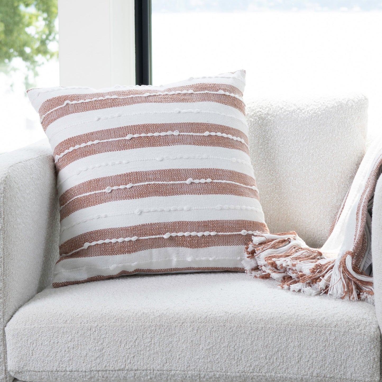 Romy 18X18" Handwoven Striped Indoor/Outdoor Throw Pillow