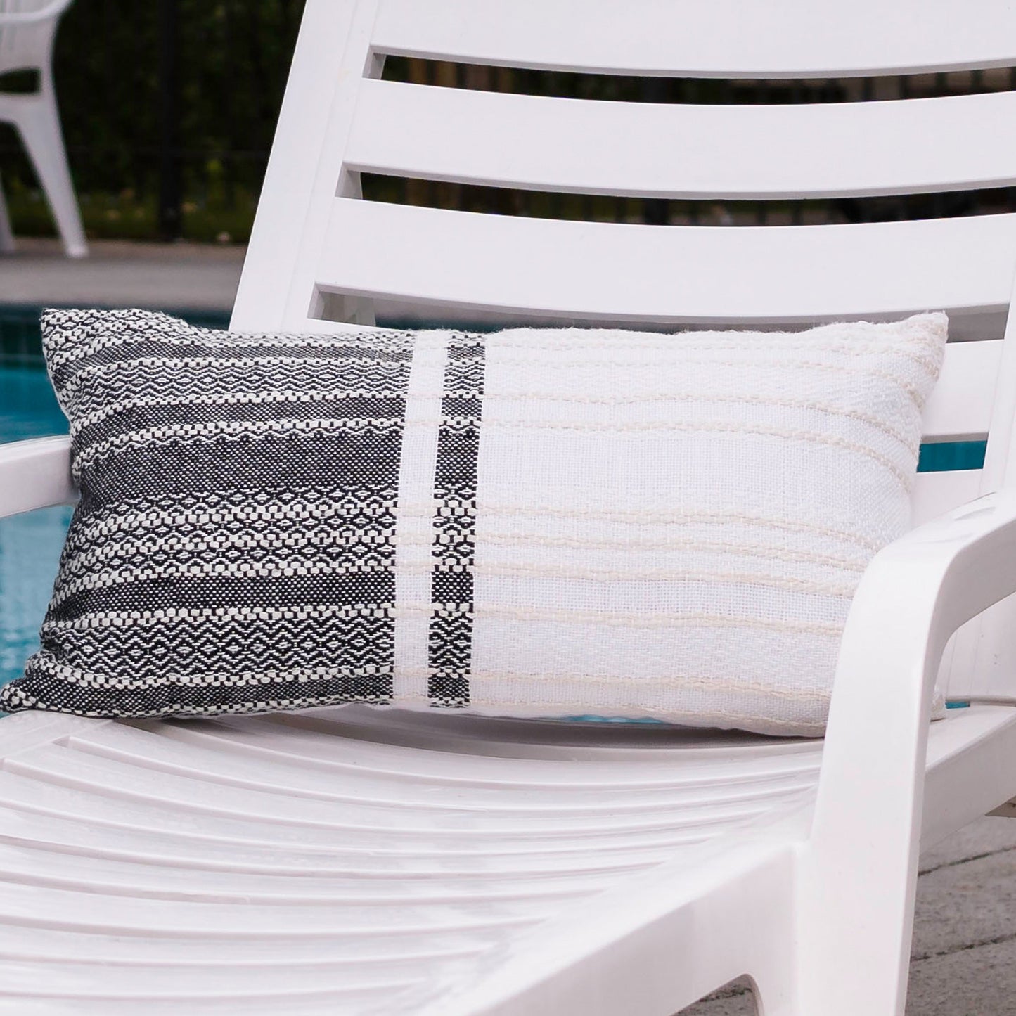 Genevieve 12X22" Handwoven Striped In/Outdoor Throw Pillow