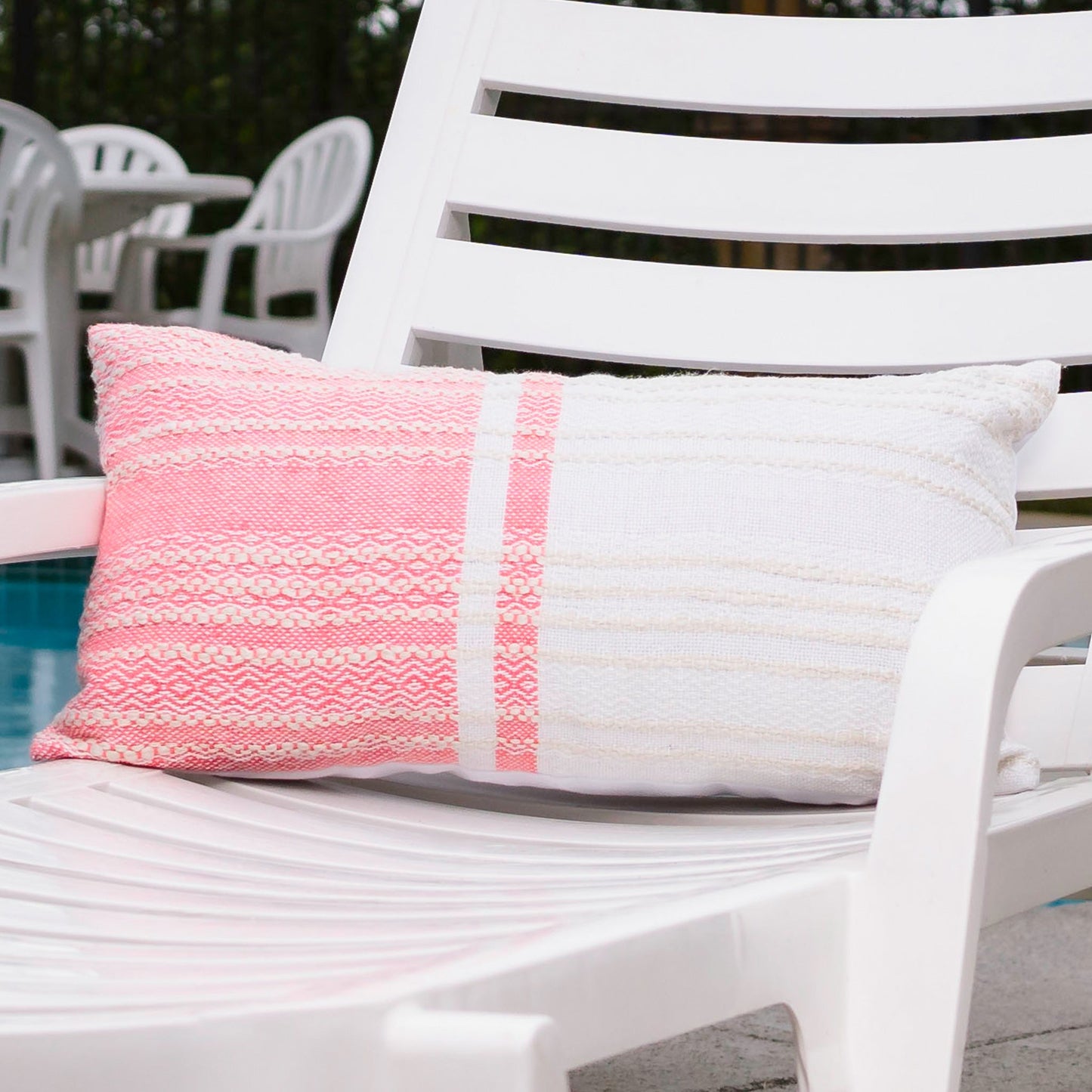 Genevieve 12X22" Handwoven Striped In/Outdoor Throw Pillow