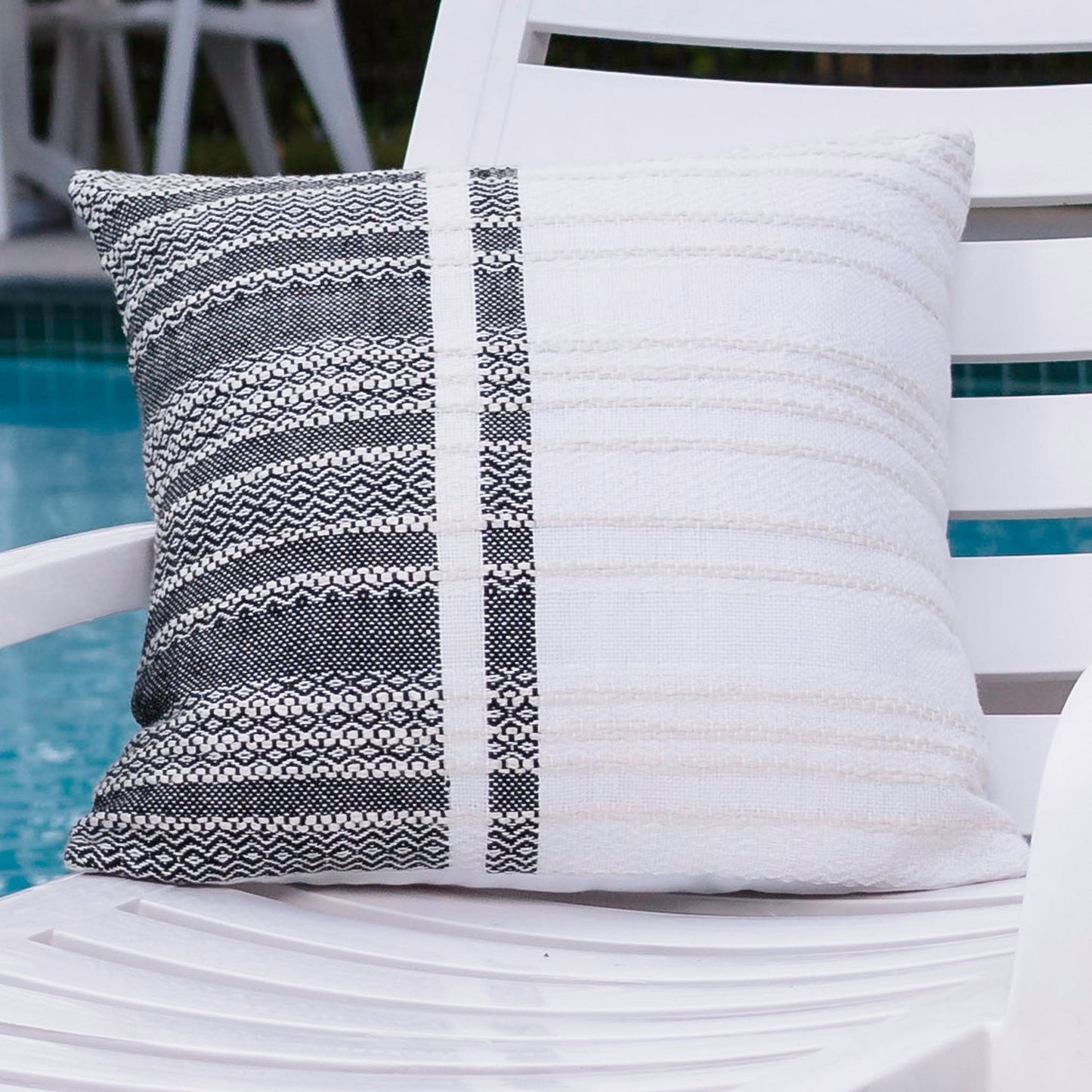 Genevieve 18X18" Handwoven Striped In/Outdoor Throw Pillow