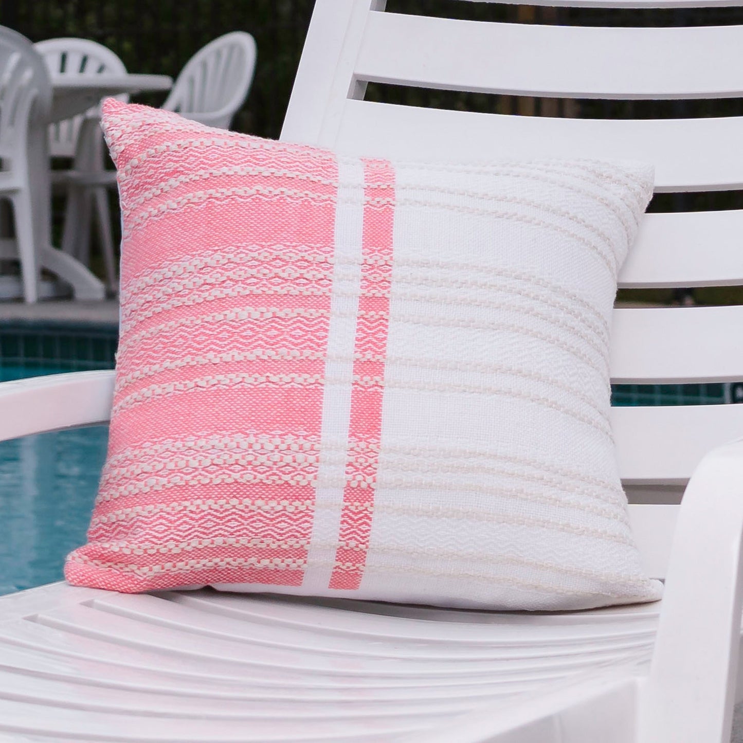 Genevieve 18X18" Handwoven Striped In/Outdoor Throw Pillow