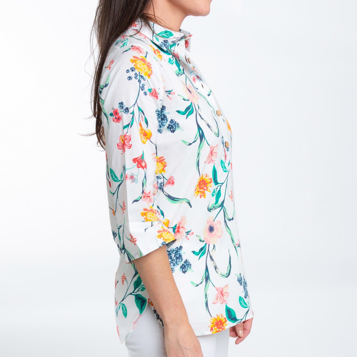 Tessa 3/4 Sleeve Collared Tunic Blouse